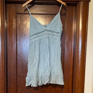 Love Tree Light Blue Crochet Trim Slip Dress
